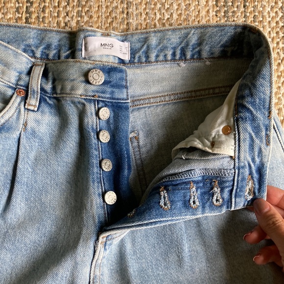 MANGO light wash high rise pleated straight leg jeans size 2 - Picture 7 of 9